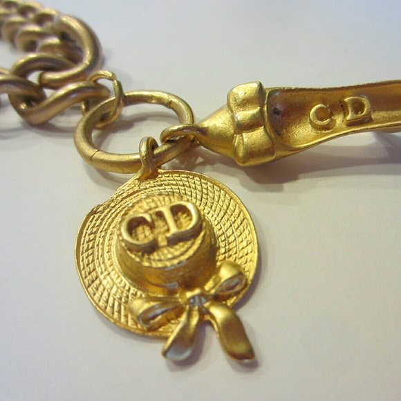CD Shoe & Hat Golden Charms Character Pendant On Upcycle Redesigned Link Chain