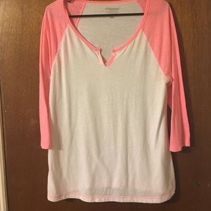 Cute pink and white baseball tee