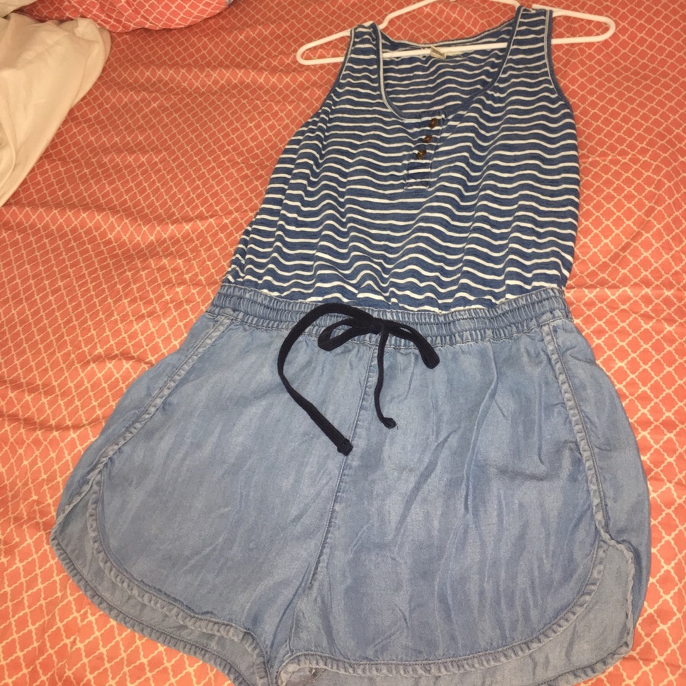 Blue and White Romper