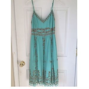 Turquoise dress; Adrianna papell