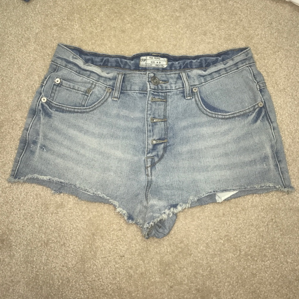 Free People Light-Wash Cutoff Denim Short