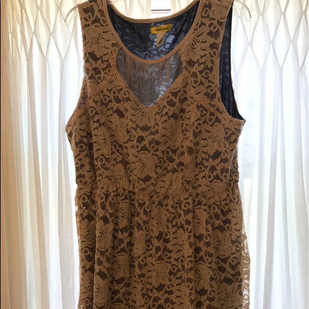 Beige with Navy Underlay ModCloth Dress, 3x