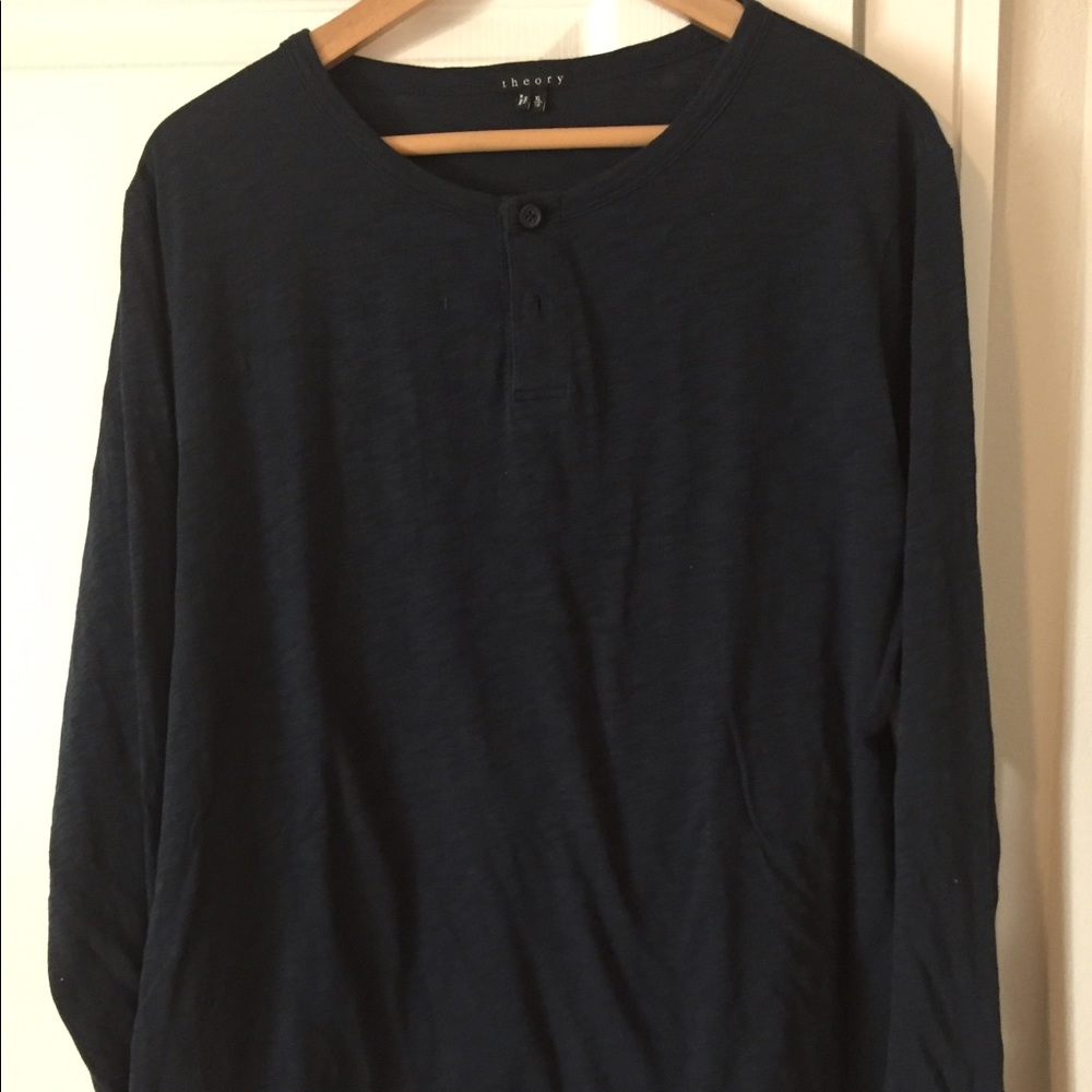Theory Long Sleeve Henley dark blue