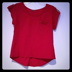 Fushia studded high low shirt