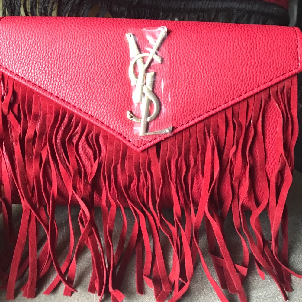 Red fringe bag