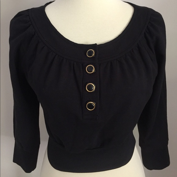 Dolce & Gabbana Tops - D&G Cropped 1/2 Button 3/4 Sleeve Top