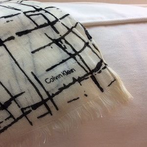 Calvin Klein Ivory and Black, lightweight scarf