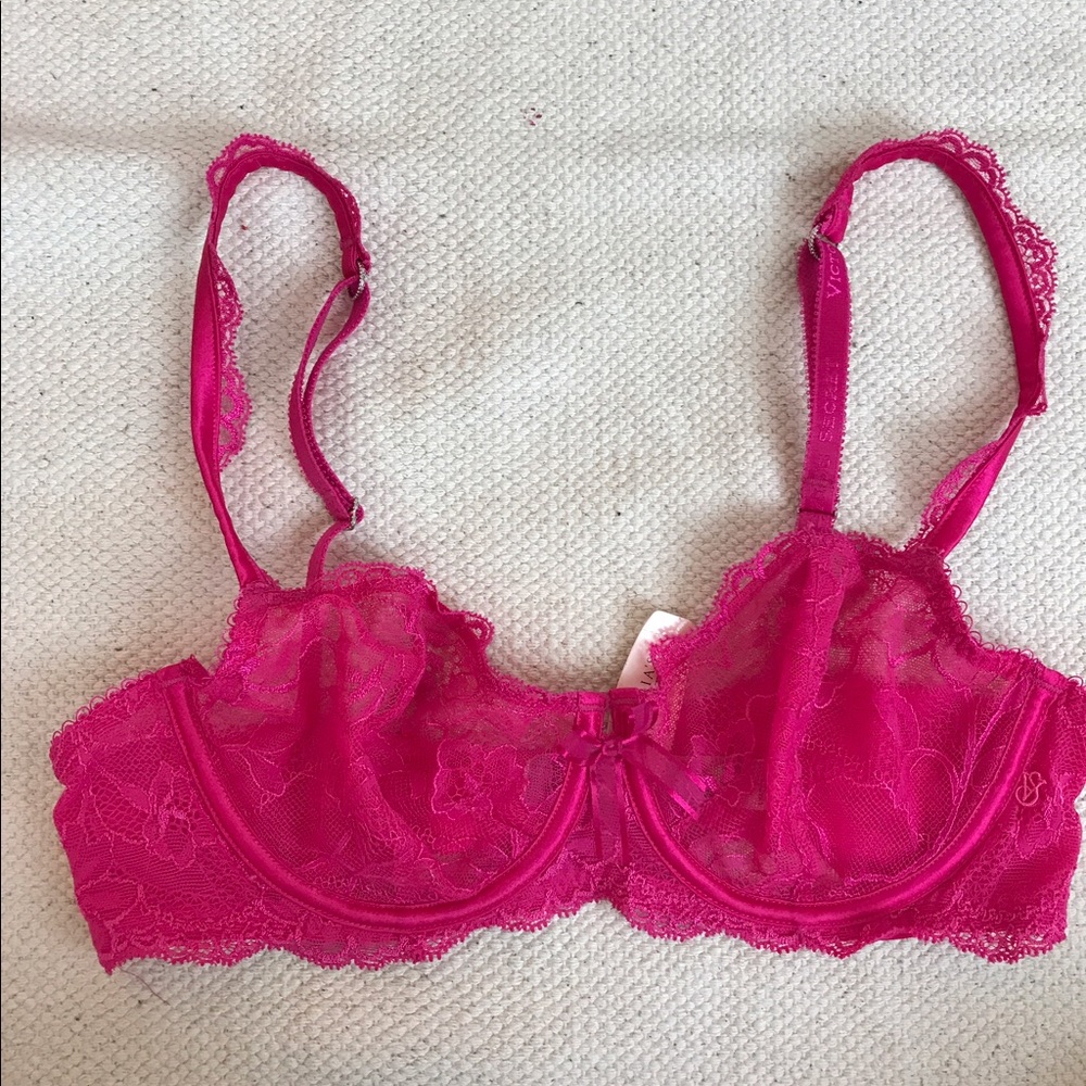 Hot pink Victoria's Secret lace bra