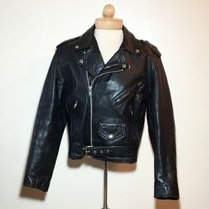 Vintage Leather Belted Motorcycle Jacket