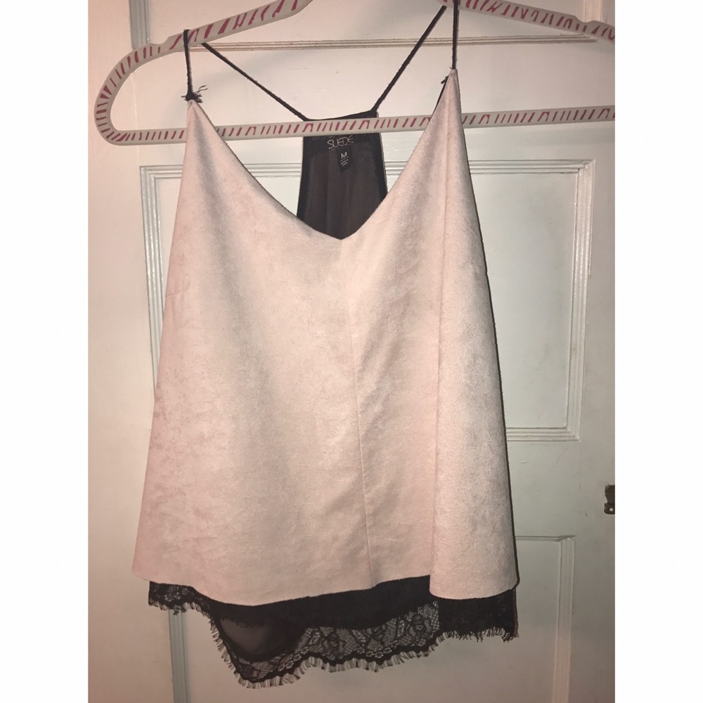 Suede pale pink tank