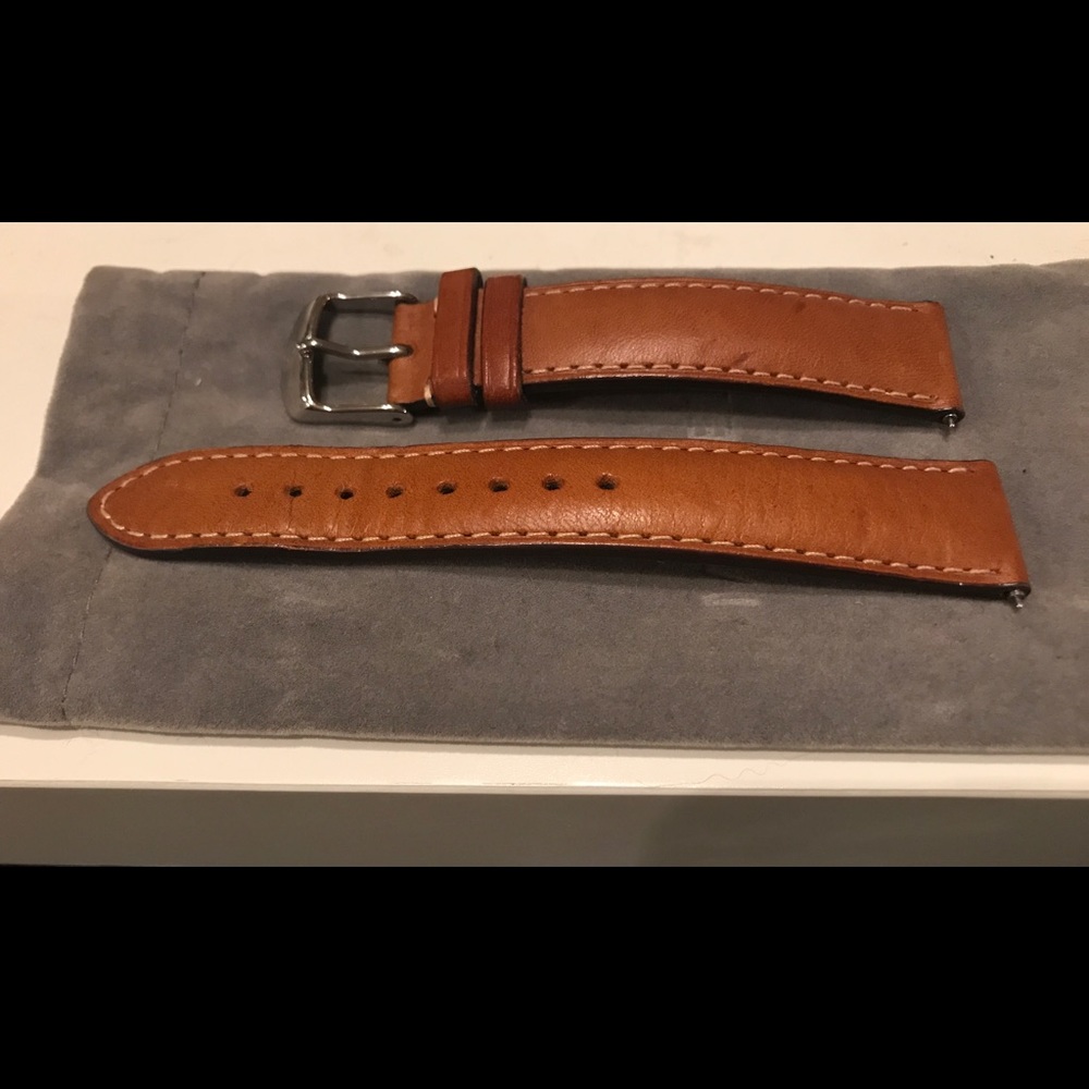 18mm brown leather Michele watch strap