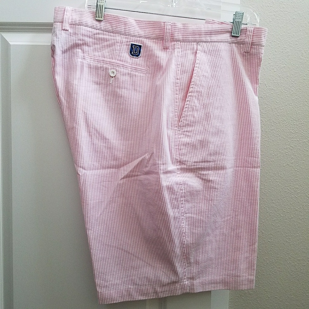 Dunning pink and white seersucker shorts