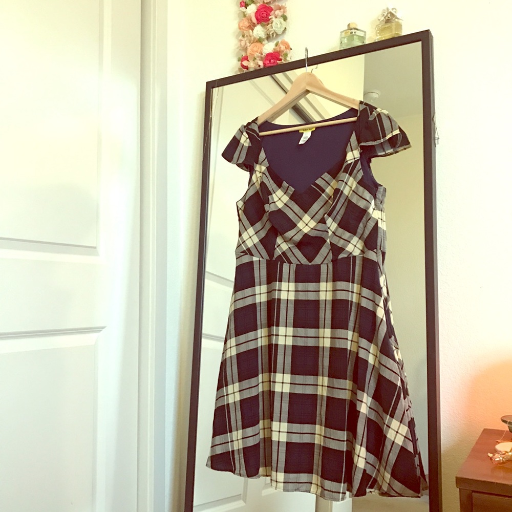 MODCLOTH Navy Plaid Dress