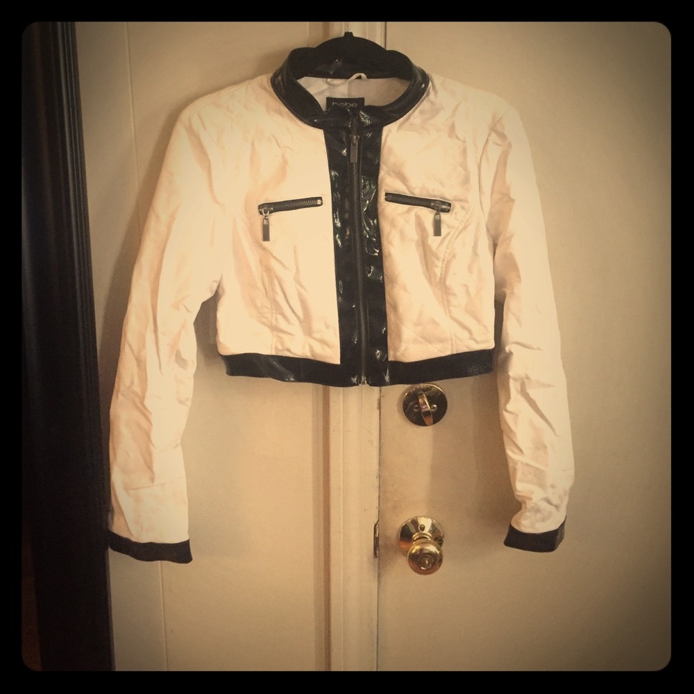 Black and White Cropped Jacket by Bebe