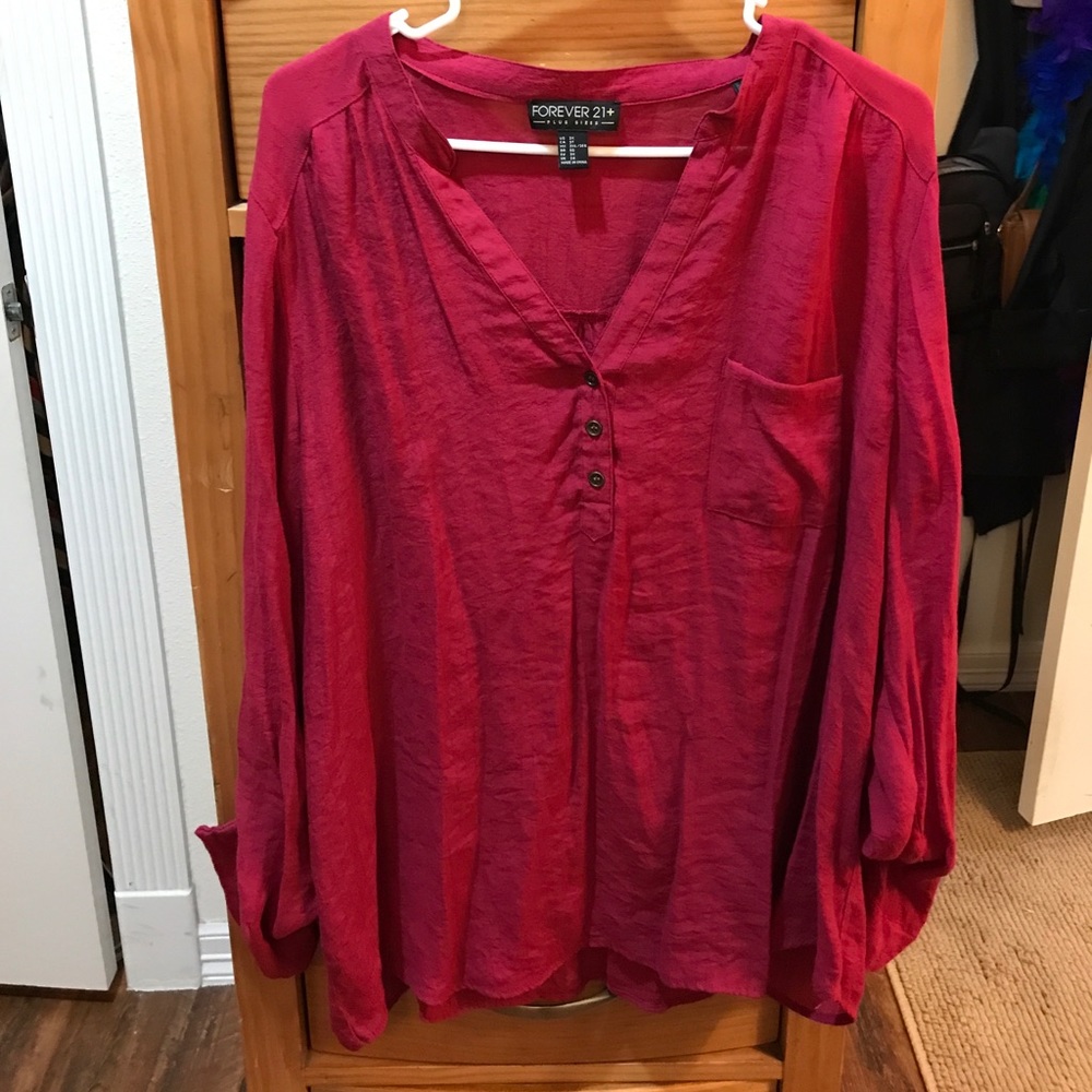 Forever 21 Maroon Quarter Sleeve Blouse
