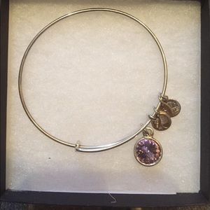 NWOT June Birthstone/Light Amythest Silver Bangle