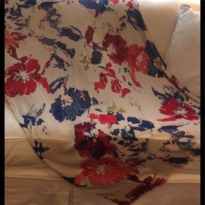 Red, blue and ivory lightweight summer scarf