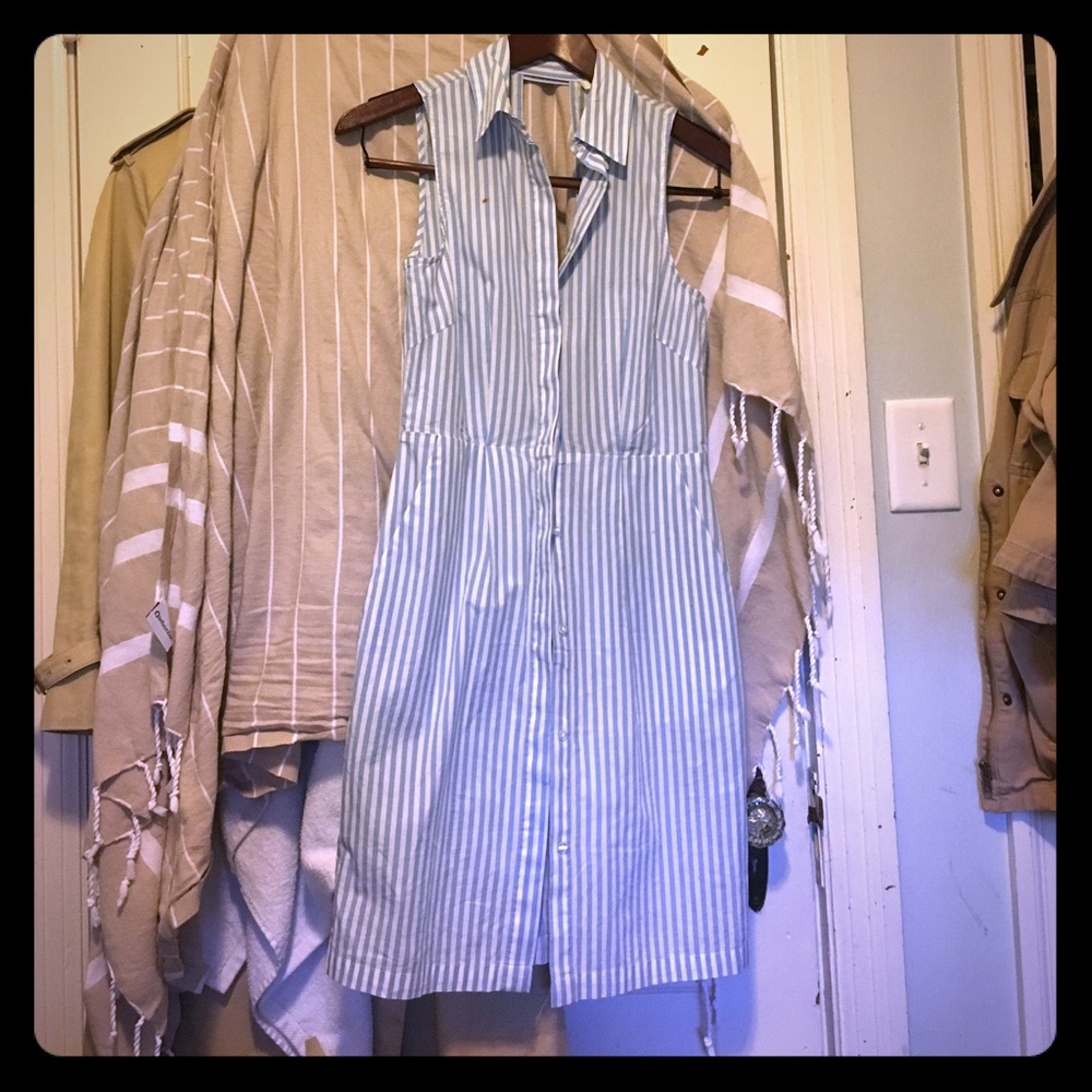 Open back striped shirt dress w/ pockets NWT