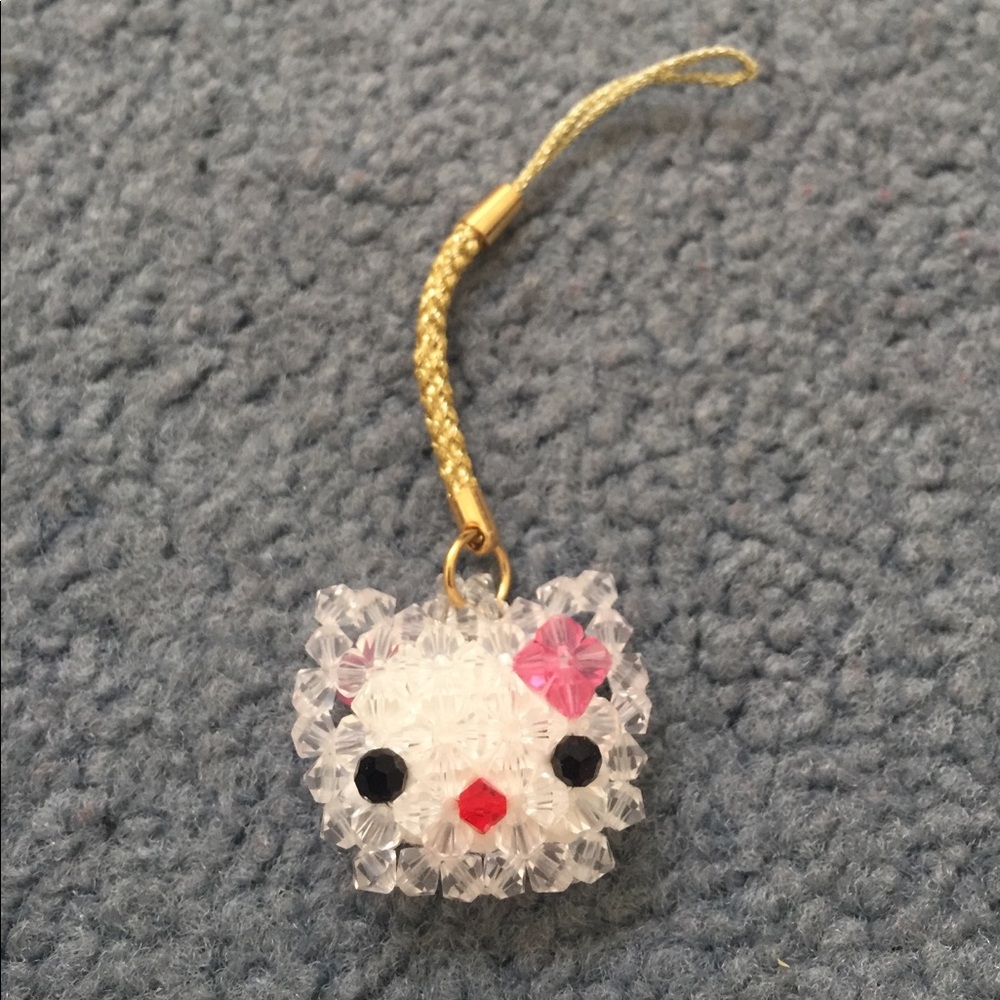 HANDMADE HELLO KITTY Cell phone charm/keychain