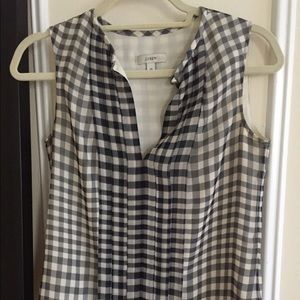 J. Crew Black & White Gingham Silk Tank sz 00