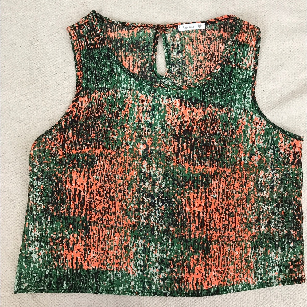 Short,  green, black and orange tank top