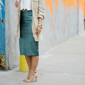 Zara Green metallic denim skirt