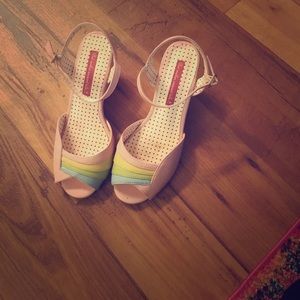 Pale pink and rainbow summer wedges!