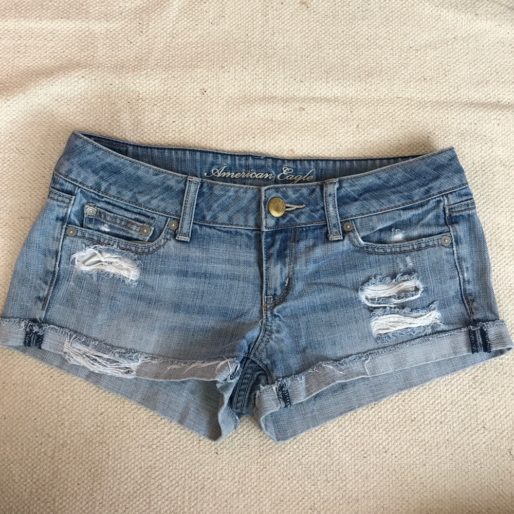 Light wash, distressed American Eagle jean shorts