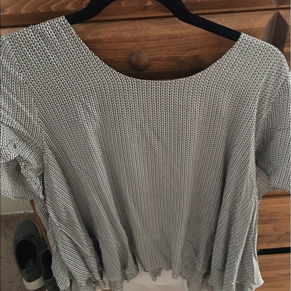 White and grey blouse