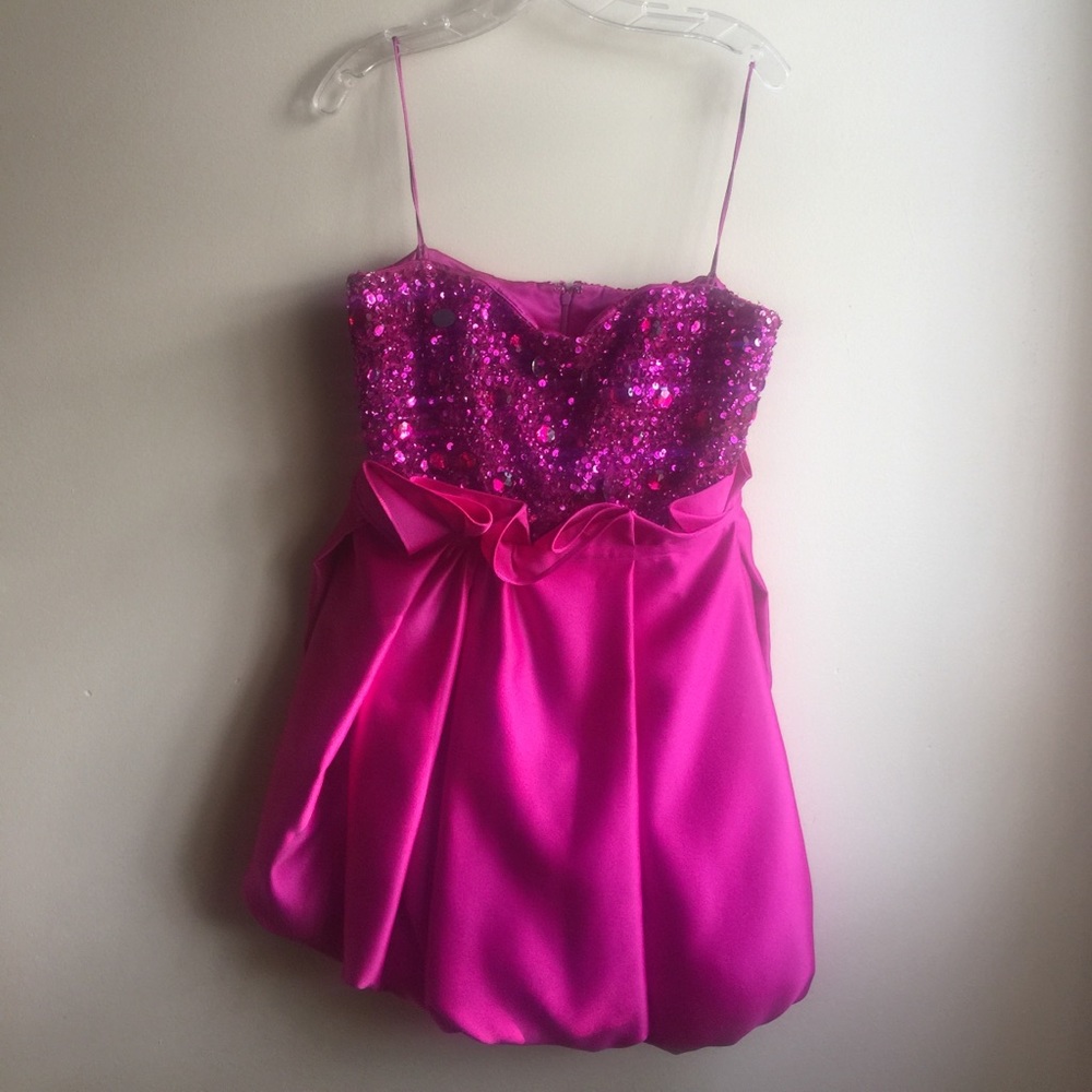 badgley mischka fuschia dress google for more pics