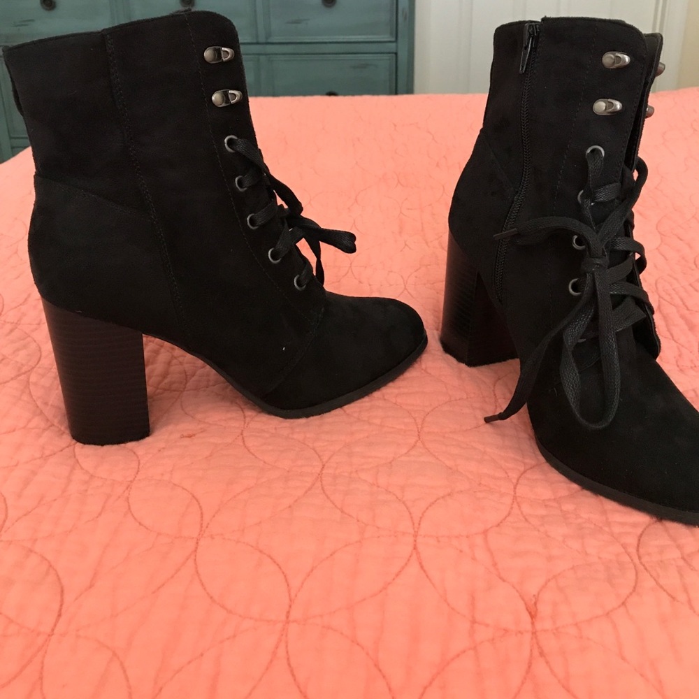 NEW black lace up booties