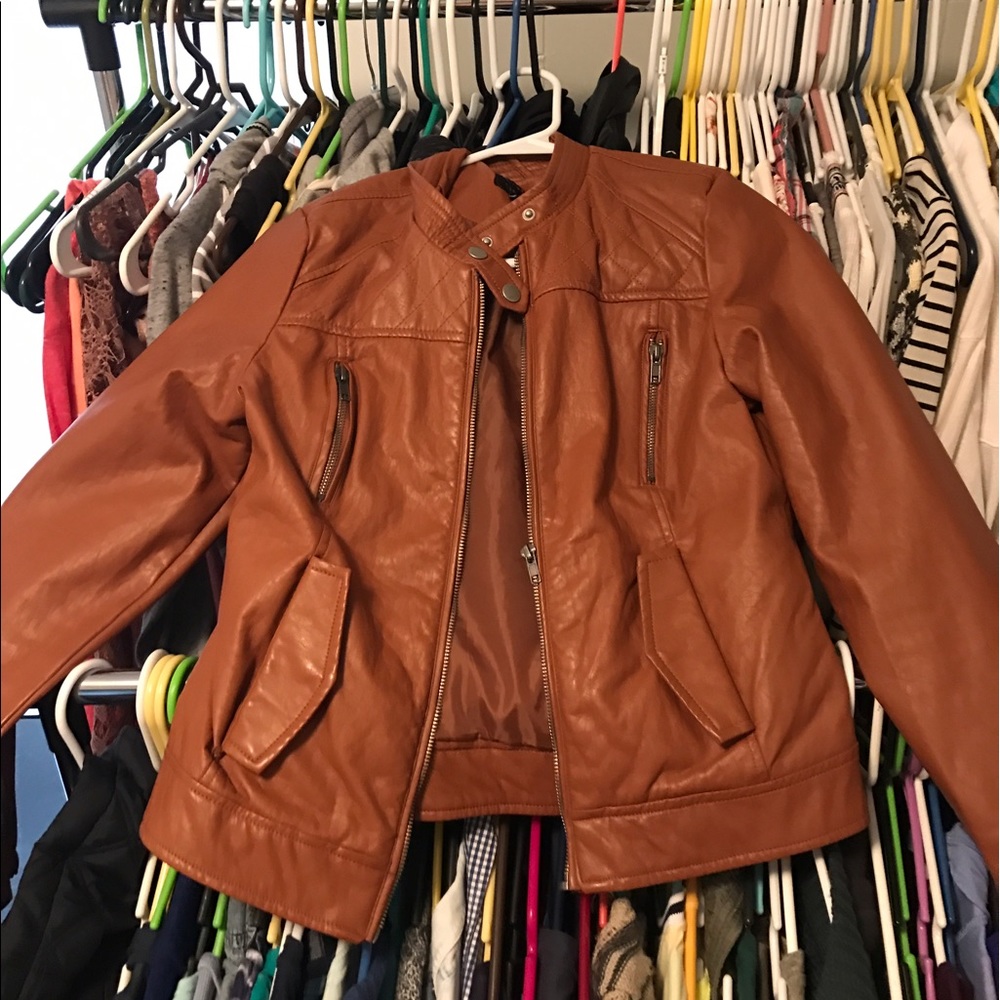 Brown leather jacket