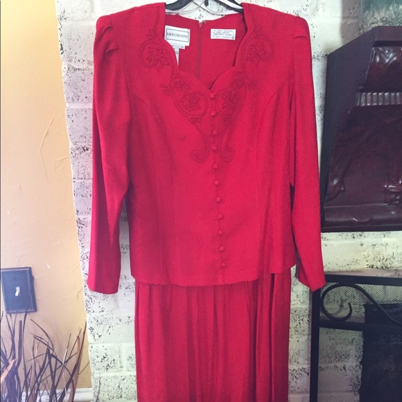 Karin Stevens Embroidered Red Dress - Picture 1 of 2