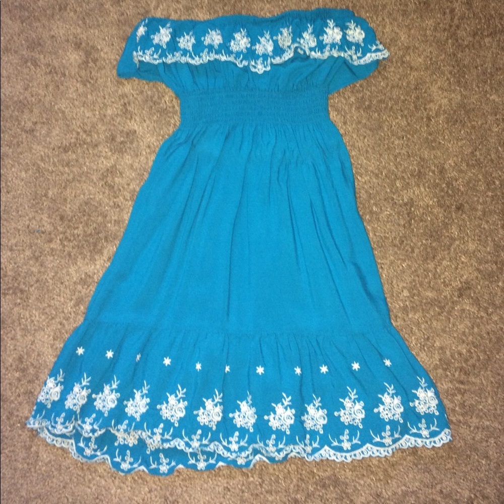Forever 21 blue strapless bell dress