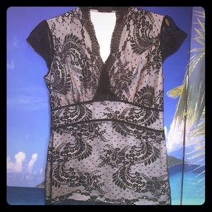 New York and Company nude and black lace top M