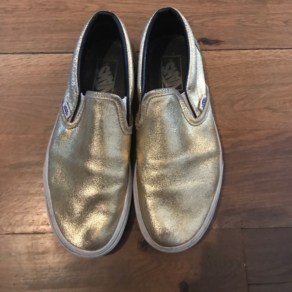 Gold slip-on vans size 7.5