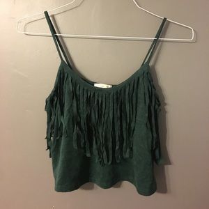 SOLD Soprano Faux Suede Fringe Crop