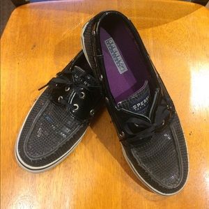 Black Sequin Sperrys