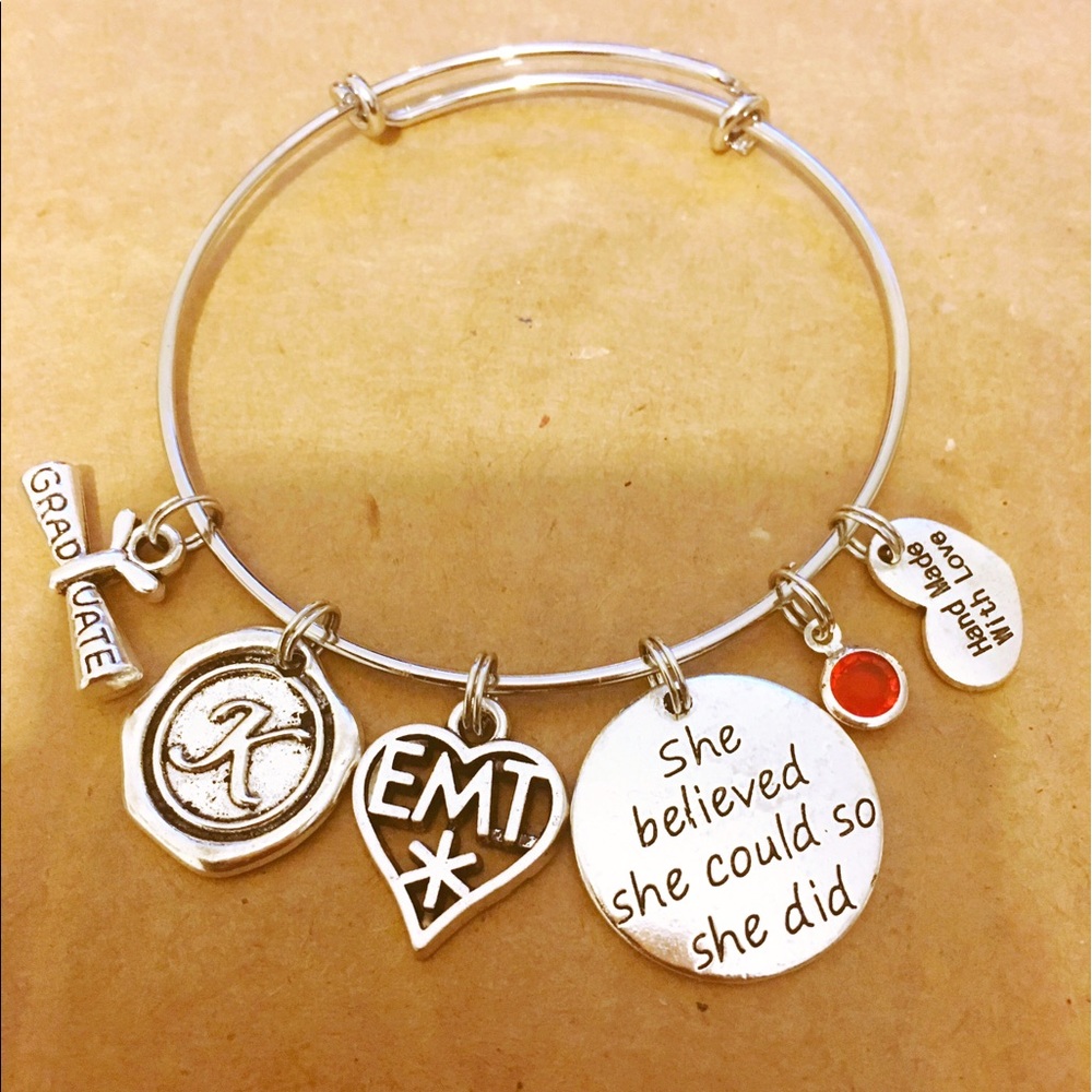 EMT new graduate adjustable charm bracelet