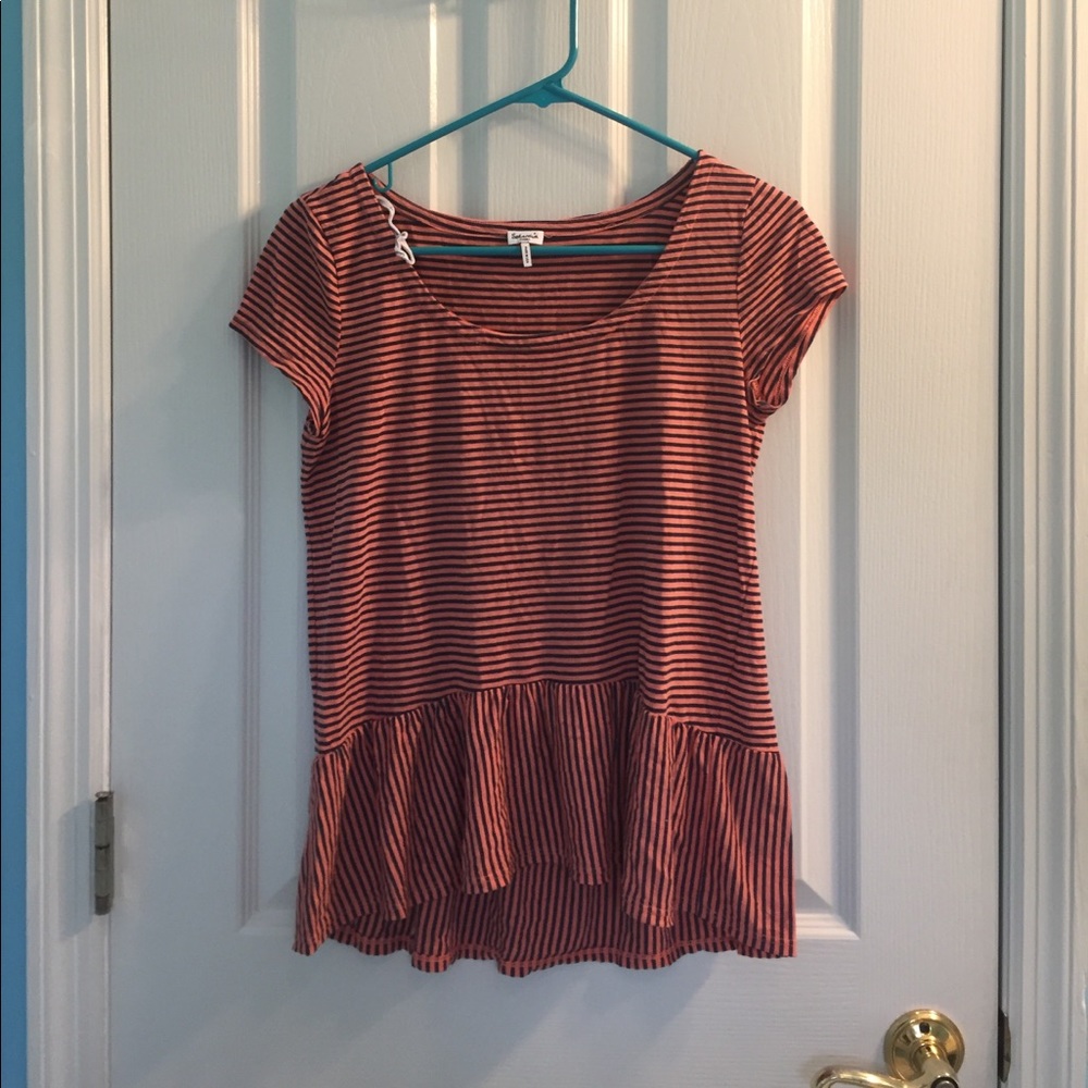 Pink and navy striped Splendid peplum top