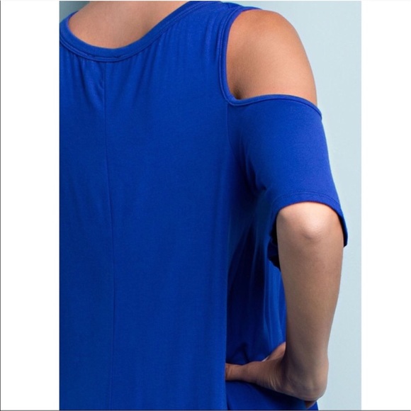 ROSALYN cold shoulder top - ROYAL BLUE - Picture 3 of 3