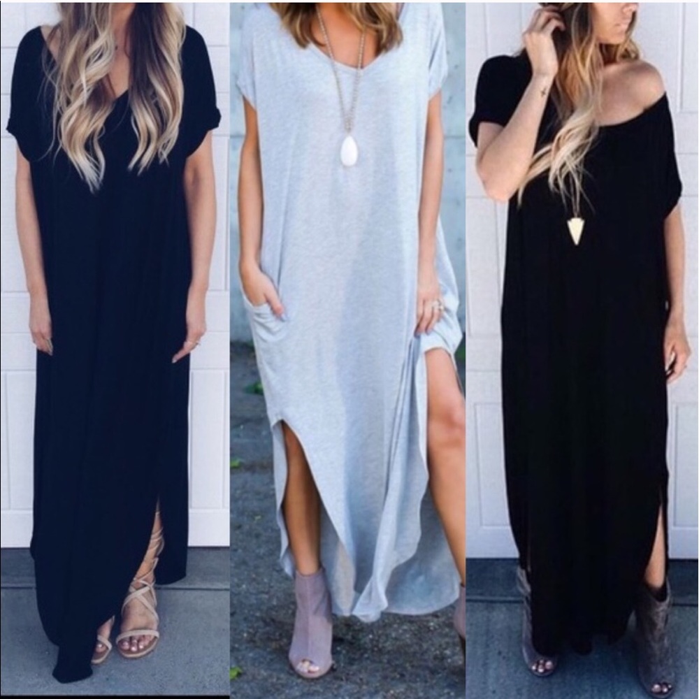 CHARLIZE solid boho dress - BLACK - Picture 2 of 3