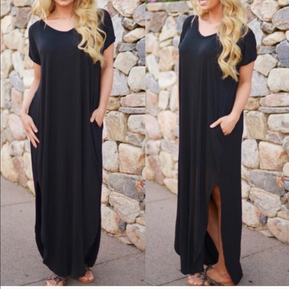 CHARLIZE solid boho dress - BLACK - Picture 3 of 3