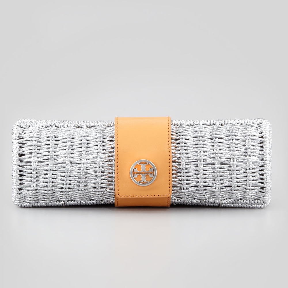 Tory Burch Chunky metallic Straw Cylinder Clutch - Picture 3 of 7