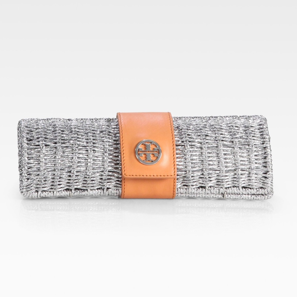 Tory Burch Chunky metallic Straw Cylinder Clutch - Picture 2 of 7