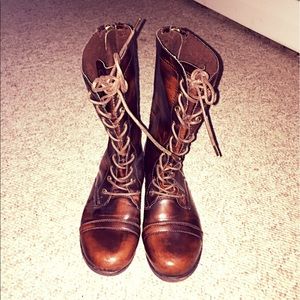 BROWN LACE UP Combat Boots