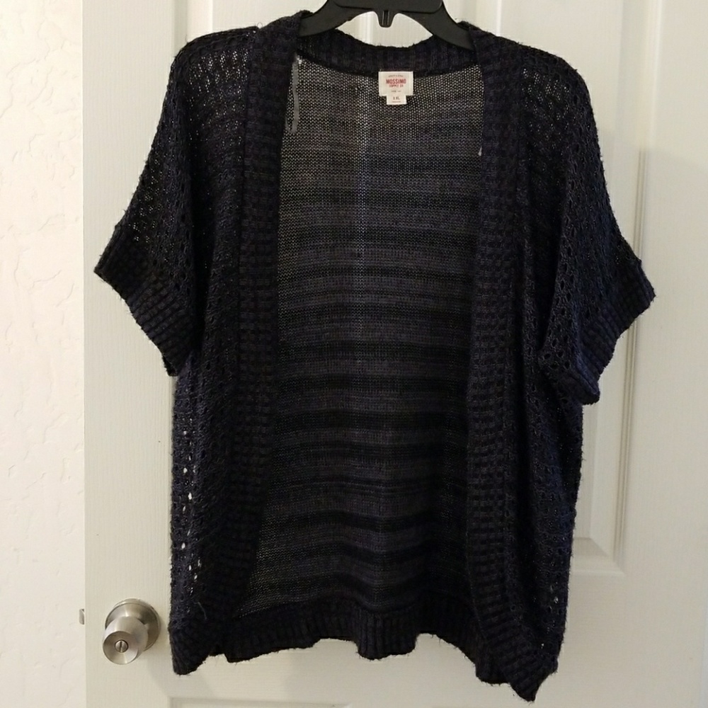 Black Short Sleeve Knit Cardigan Sweater XLG