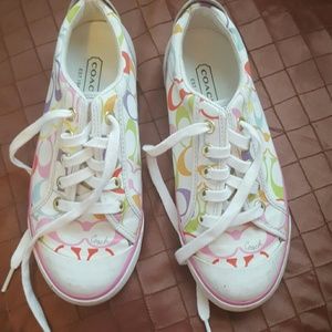 Authentic Coach women multi color sneakers size 6