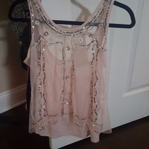 Sheer sequin tank