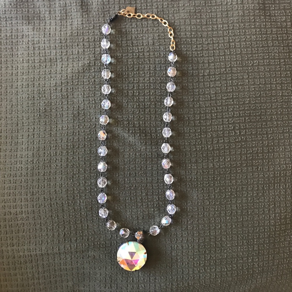 Brass and crystal vintage inspired necklace